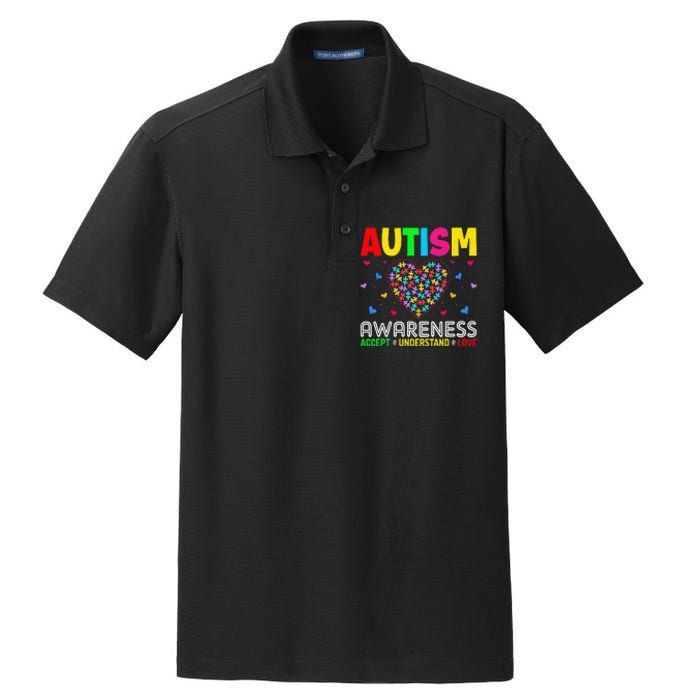 Autism Awareness Accept Understand Love ASD Motivational Dry Zone Grid Polo