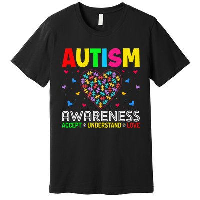 Autism Awareness Accept Understand Love ASD Motivational Premium T-Shirt