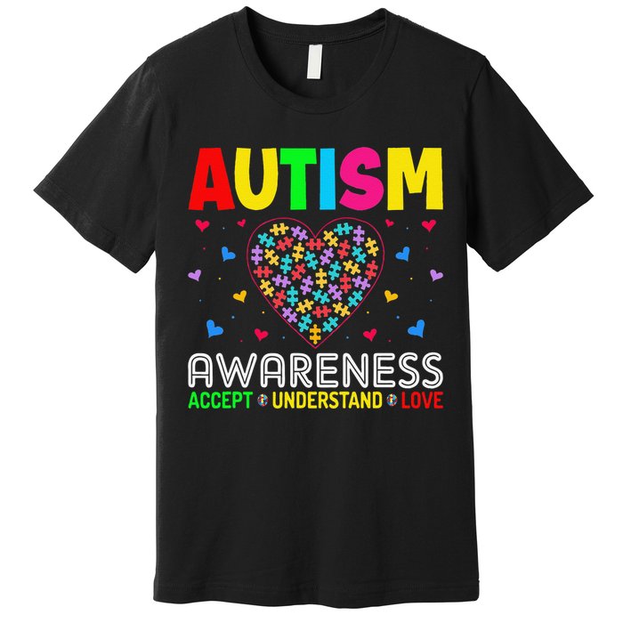 Autism Awareness Accept Understand Love ASD Motivational Premium T-Shirt