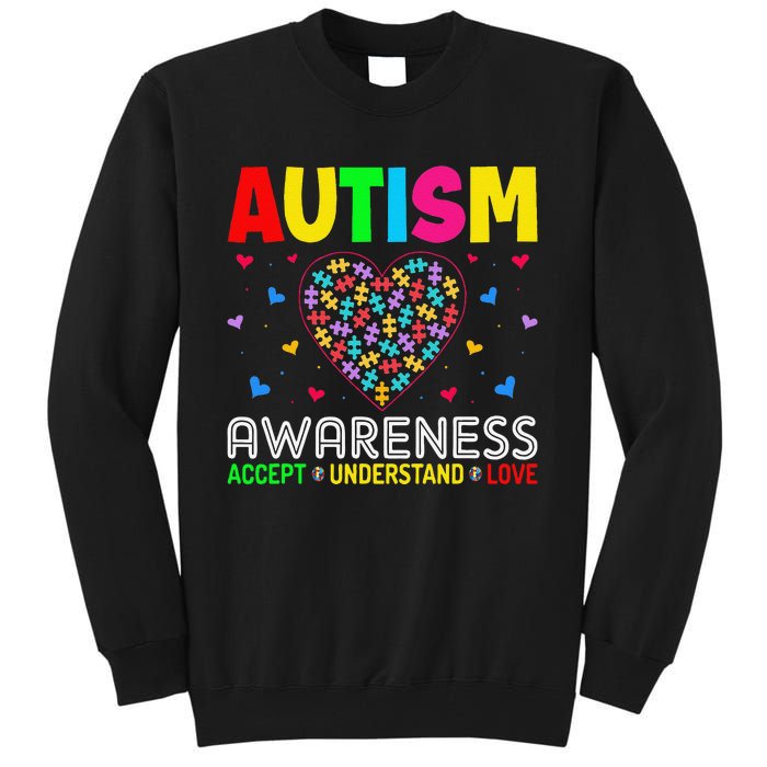 Autism Awareness Accept Understand Love ASD Motivational Tall Sweatshirt