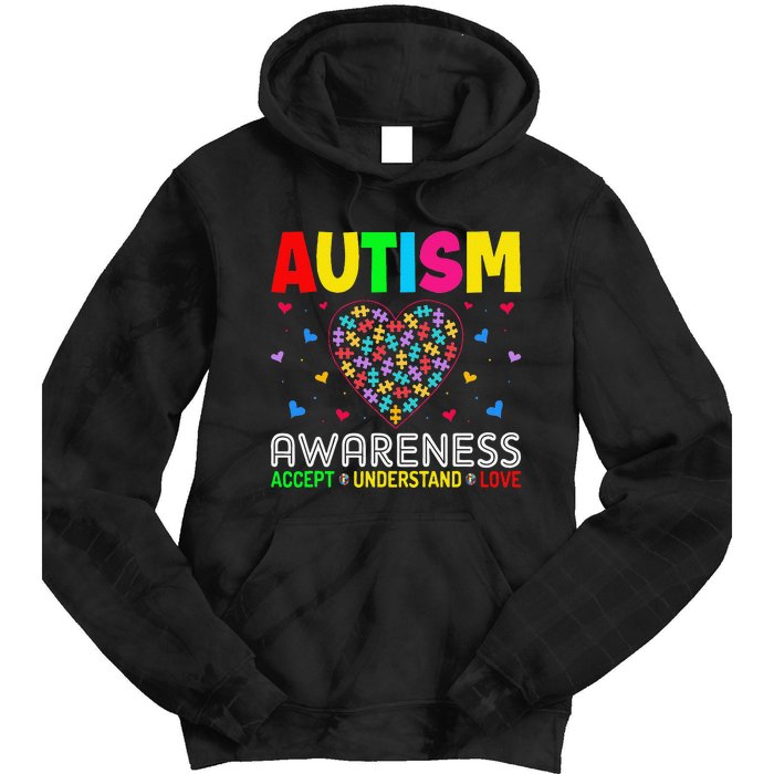 Autism Awareness Accept Understand Love ASD Motivational Tie Dye Hoodie