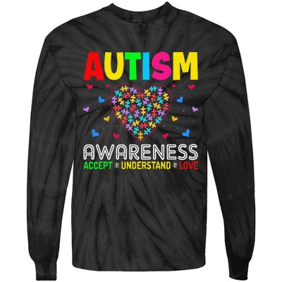 Autism Awareness Accept Understand Love ASD Motivational Tie-Dye Long Sleeve Shirt