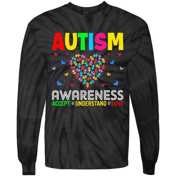 Autism Awareness Accept Understand Love ASD Motivational Tie-Dye Long Sleeve Shirt