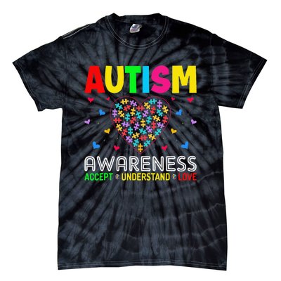 Autism Awareness Accept Understand Love ASD Motivational Tie-Dye T-Shirt