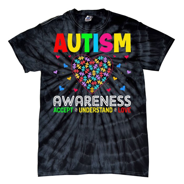 Autism Awareness Accept Understand Love ASD Motivational Tie-Dye T-Shirt