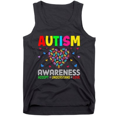 Autism Awareness Accept Understand Love ASD Motivational Tank Top