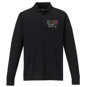 Autism Awareness Acceptance Inclusion Matters Performance Long Sleeve Polo