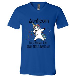 Aunticorn Awesome Auntie Tante Dancing Dabbing Unicorn Great Gift V-Neck T-Shirt