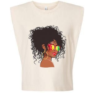 Afro African American  Black Melanin Queen Juneteenth Garment-Dyed Women's Muscle Tee