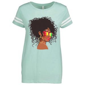 Afro African American  Black Melanin Queen Juneteenth Enza Ladies Jersey Football T-Shirt