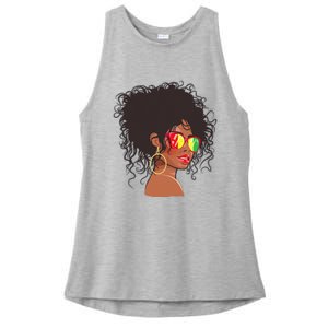 Afro African American  Black Melanin Queen Juneteenth Ladies PosiCharge Tri-Blend Wicking Tank