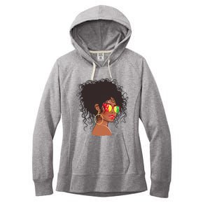 Afro African American  Black Melanin Queen Juneteenth Women's Fleece Hoodie