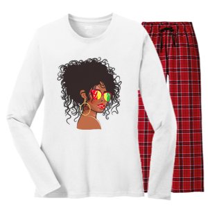 Afro African American  Black Melanin Queen Juneteenth Women's Long Sleeve Flannel Pajama Set 