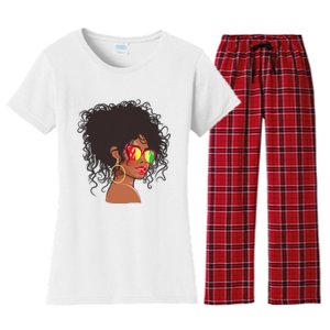 Afro African American  Black Melanin Queen Juneteenth Women's Flannel Pajama Set