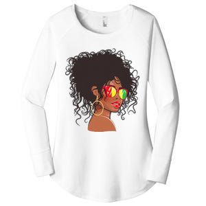 Afro African American  Black Melanin Queen Juneteenth Women's Perfect Tri Tunic Long Sleeve Shirt