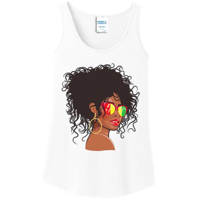 Afro African American  Black Melanin Queen Juneteenth Ladies Essential Tank