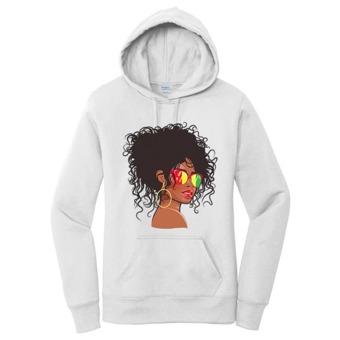 Afro African American  Black Melanin Queen Juneteenth Women's Pullover Hoodie