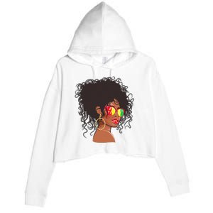 Afro African American  Black Melanin Queen Juneteenth Crop Fleece Hoodie