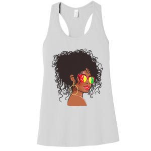 Afro African American  Black Melanin Queen Juneteenth Women's Racerback Tank