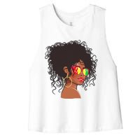 Afro African American  Black Melanin Queen Juneteenth Women's Racerback Cropped Tank