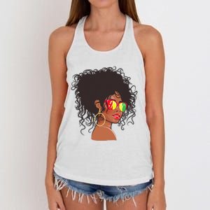 Afro African American  Black Melanin Queen Juneteenth Women's Knotted Racerback Tank