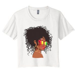 Afro African American  Black Melanin Queen Juneteenth Women's Crop Top Tee