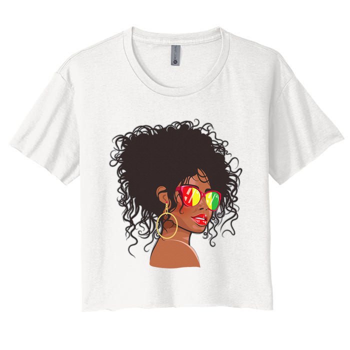 Afro African American  Black Melanin Queen Juneteenth Women's Crop Top Tee