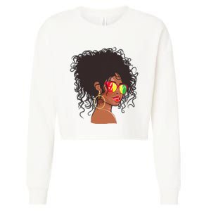 Afro African American  Black Melanin Queen Juneteenth Cropped Pullover Crew