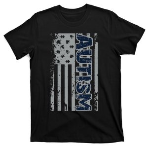 Autism Awareness American Flag Puzzle Piece T-Shirt