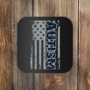 Autism Awareness American Flag Puzzle Piece Coaster