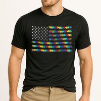 Autism Awareness American Flag Cooling Performance Crew T-Shirt