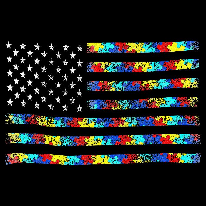 Autism Awareness American Flag Cooling Performance Crew T-Shirt