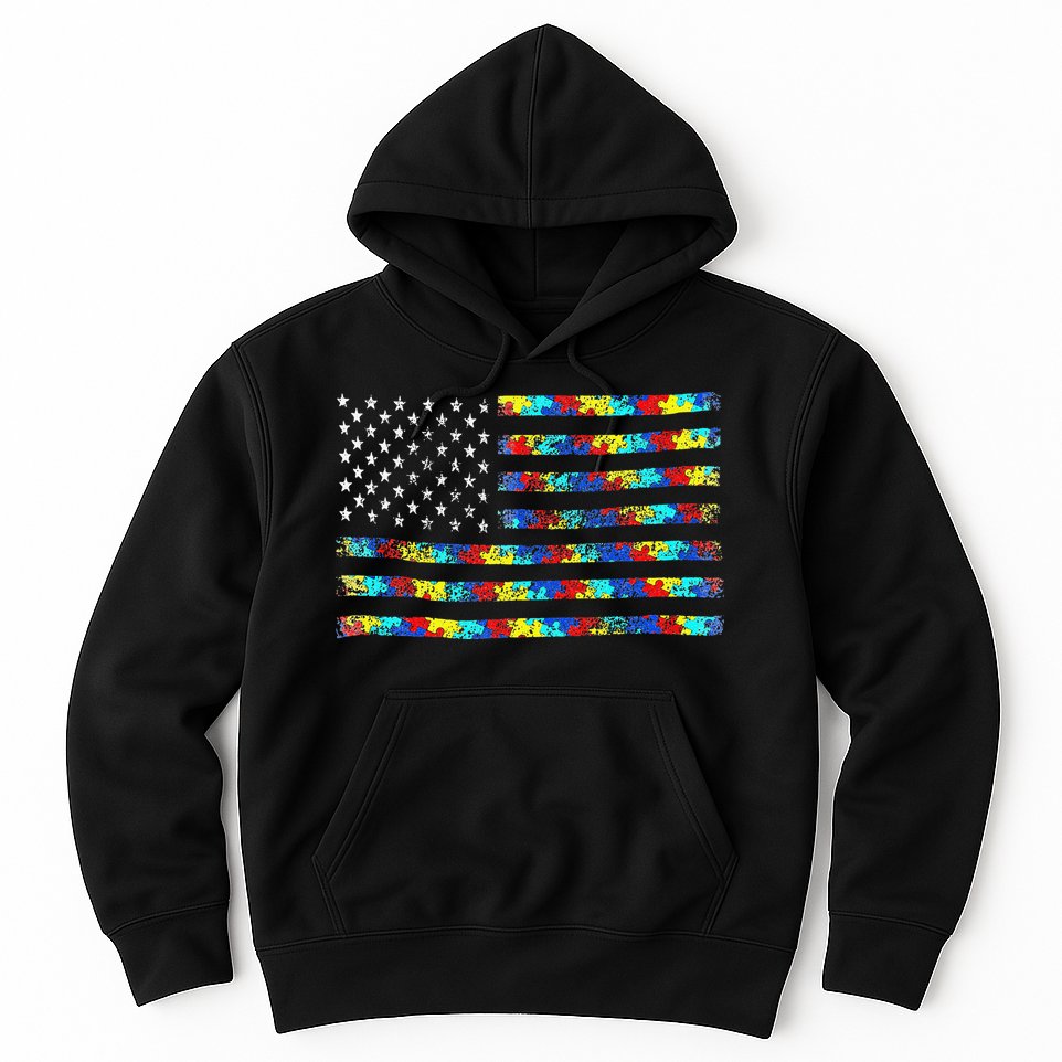 Autism Awareness American Flag Hoodie