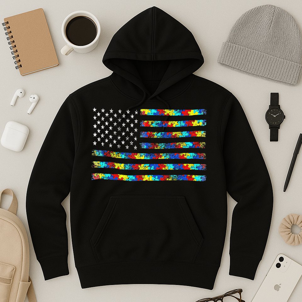 Autism Awareness American Flag Hoodie