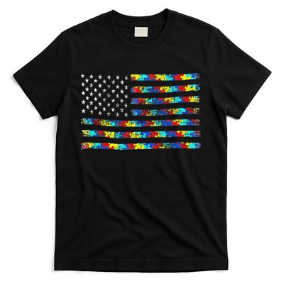Autism Awareness American Flag T-Shirt