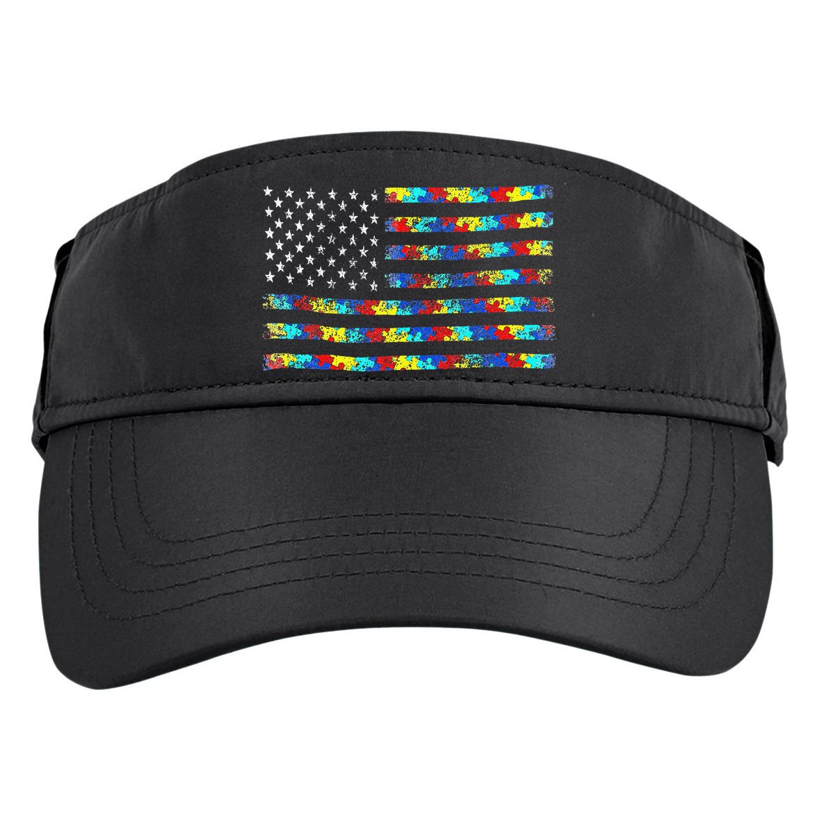 Autism Awareness American Flag Adult Drive Performance Visor