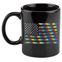Autism Awareness American Flag 11oz C Handle Ceramic Mug