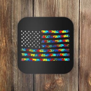 Autism Awareness American Flag Coaster