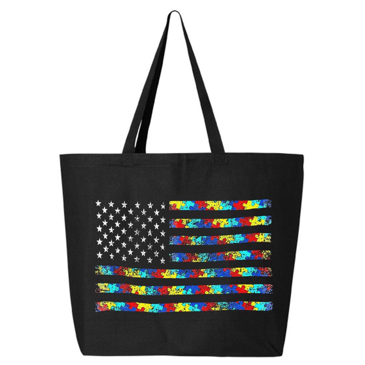 Autism Awareness American Flag 25L Jumbo Tote