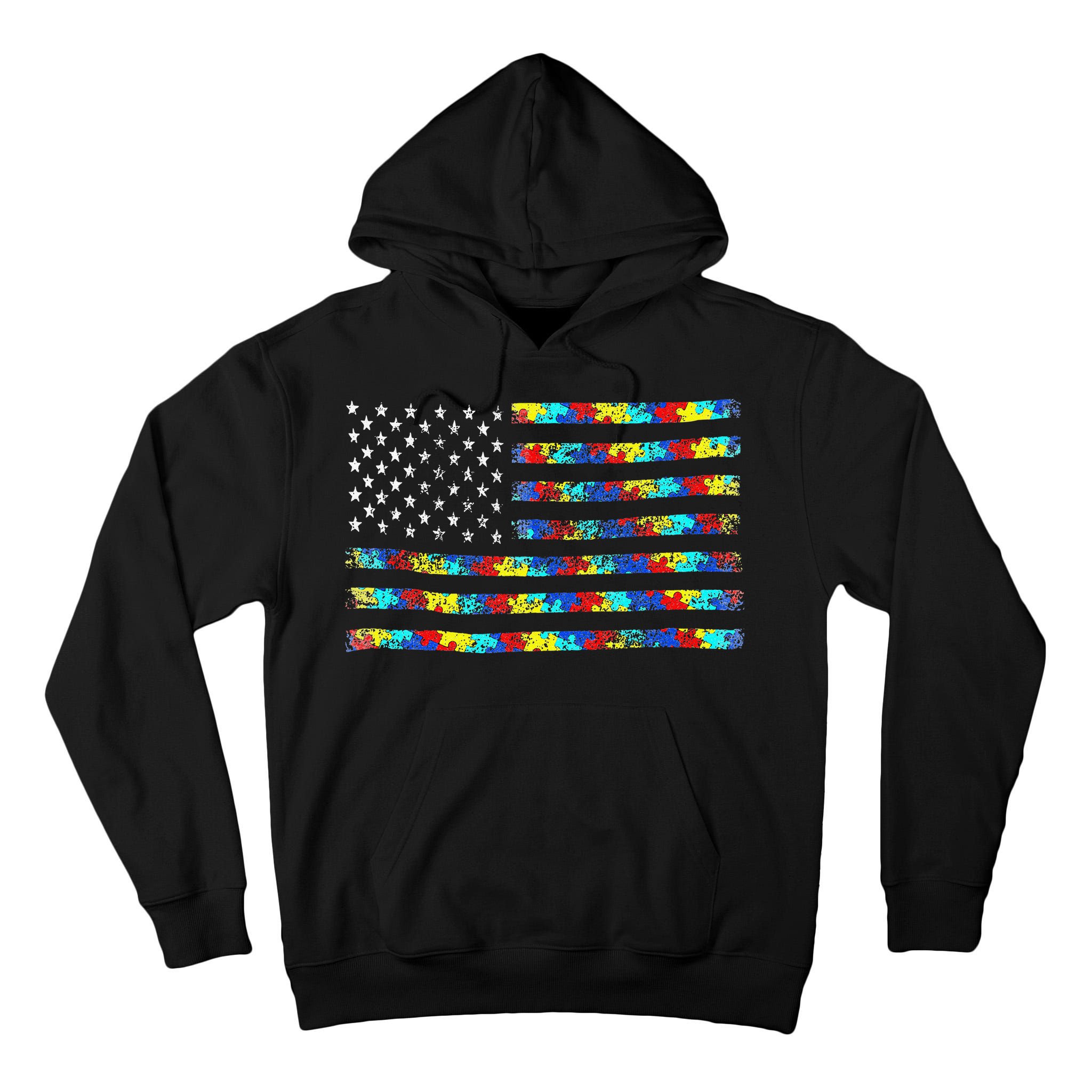 Autism Awareness American Flag Tall Hoodie