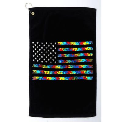 Autism Awareness American Flag Golf Towel