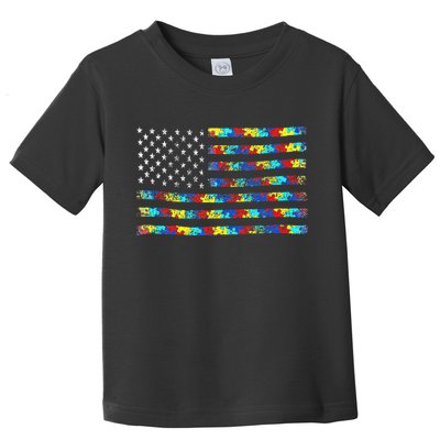 Autism Awareness American Flag Toddler T-Shirt