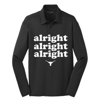 Alright Alright Alright Texas Bull Texas Pride State USA Silk Touch Performance Long Sleeve Polo