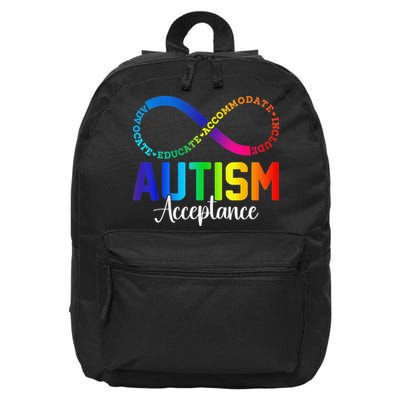 Autism Awareness Acceptance Infinity Symbol Women Gift 16 in Basic Backpack