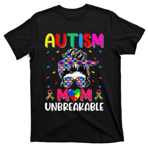 Autistic Autism Awareness Mom Life Bleached T-Shirt