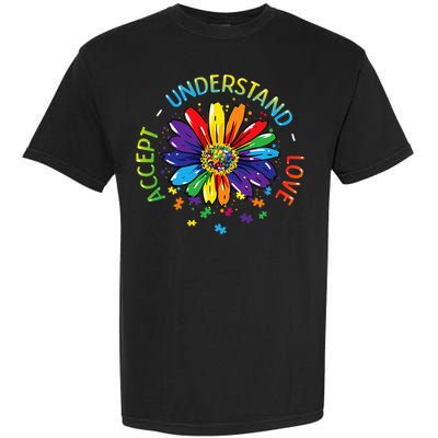 Autism Awareness Accept Understand Love Rainbow ASD Flower Garment-Dyed Heavyweight T-Shirt