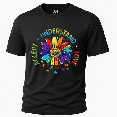 Autism Awareness Accept Understand Love Rainbow ASD Flower Cooling Performance Crew T-Shirt