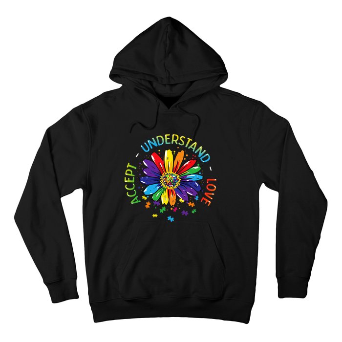 Autism Awareness Accept Understand Love Rainbow ASD Flower Hoodie