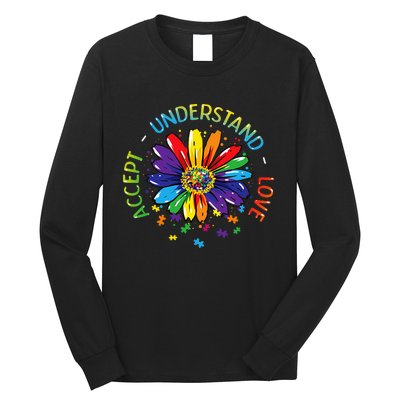 Autism Awareness Accept Understand Love Rainbow ASD Flower Long Sleeve Shirt