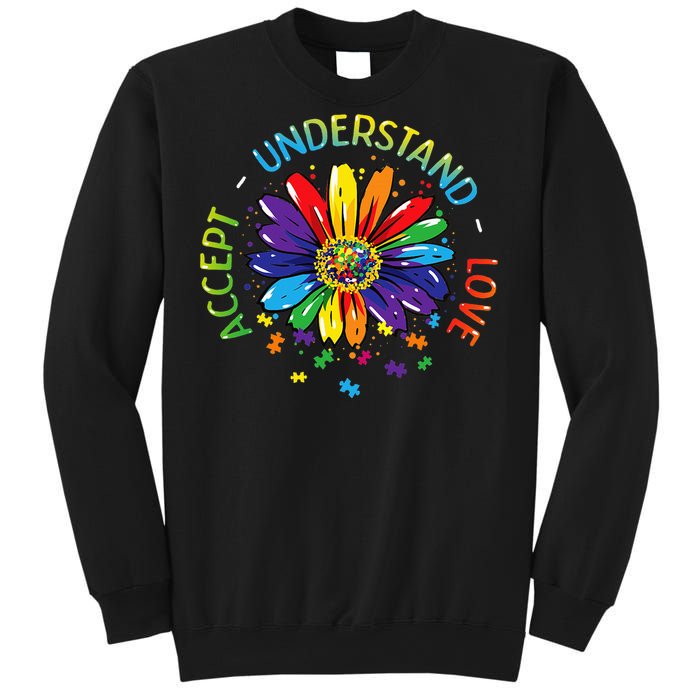 Autism Awareness Accept Understand Love Rainbow ASD Flower Sweatshirt